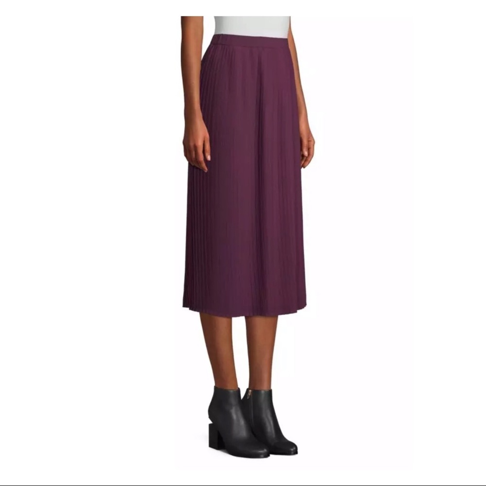 New Eileen Fisher purple pleated midi skirt Sz 12